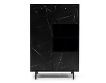VEROLI 05 witryna niska 2-drzwiowa w stylu loft, czarna / czarny marmur